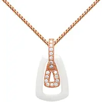 Montebello Ketting Bellis White - Dames - Zilver Roséverguld - Zirkonia - Keramiek - 10 x 19 mm - 45 cm