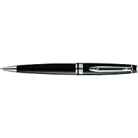Waterman Expert-balpen | Glimmend zwart met chromen rand | Medium punt | Blauwe inkt | met geschenkdoos
