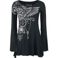Gothicana by EMP - Gothic Shirt met lange mouwen - Bat Country - S tot 5XL - voor Vrouwen - zwart - Maat XL