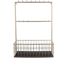 Present Time keukenrek Grid 63 x 45 cm staal/hout goud/zwart
