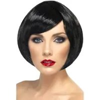 Smiffys Mooie zwarte korte bob pruik Babe