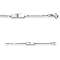 Trendjuwelier huiscollectie Kids Jewelry Collection - Graveerarmband Gourmet Plaat 5 mm 9-11 cm - Witgoud