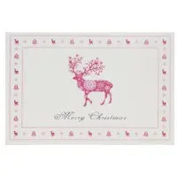 Clayre & Eef placemat 45x30 cm natuur - wit, rood, roze - stof