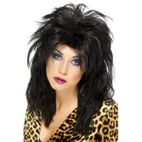 Smiffys Mooie zwarte pruik 80s Popster Wendy