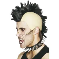 Smiffys Mohican hanekam pruik zwart (Zwart)