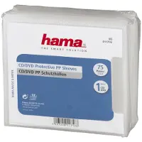Hama Protective Cd/Dvd Sleeves, Pp, 75 Pcs./Pack, Transparen