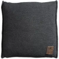 Knit Factory Uni Kussen - Antraciet - 50x50 cm