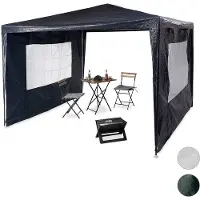 Relaxdays partytent 3x3, 2 zijwanden, party tent pe, festival, tuin paviljoen