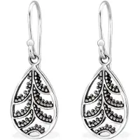 Montebello Oorbellen Anmy – Dames – 925 Zilver – Geoxideerd – Druppel – 10 x 14 mm – 29 mm