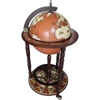 Brulo - Wereldbol - Globebar - Hout - Bruin - Elcano - 33 cm diameter bar