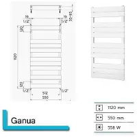 Plieger Genua handdoekradiator horizontaal 1120x550 mm 558 W, donkergrijs structuur