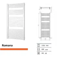 Boss & Wessing Handoekradiator Romana 1755 x 600 mm Zwart
