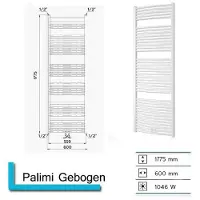 Boss & Wessing Handdoekradiator palimi gebogen 1775x600 mm zwart