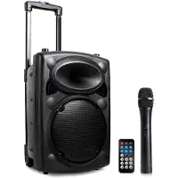 Qtx QR10PABT MOBIELE BLUETOOTH PA LUIDSPREKER BOX ACCU TROLLEY USB/SD/VHF 500W