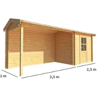 Warentuin Collection Blokhut, tuinhuisje met overkapping Fenna-Esma 600 cm bij 200 cm diep zadeldak 5