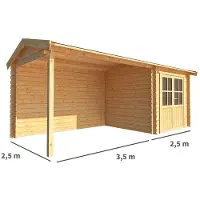 Warentuin Collection Blokhut, tuinhuisje met overkapping Fenna-Angelina 600 cm bij 250 cm diep zadeldak 3