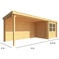 Warentuin Collection Blokhut, tuinhuisje met overkapping Els-Lauren 650 cm bij 200 cm diep lessenaarsdak 4