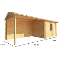 Warentuin Collection Blokhut, tuinhuisje met overkapping Fenna-Jayda 650 cm bij 250 cm diep zadeldak 7