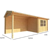 Warentuin Collection Blokhut, tuinhuisje met overkapping Fenna-Fayen 650 cm bij 250 cm diep zadeldak