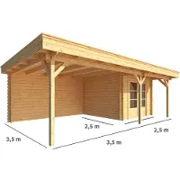 Warentuin Collection Blokhut, tuinhuisje met overkapping Lisa-Kyra 600 cm bij 250 cm diep plat dak 10