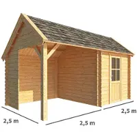 Warentuin Collection Blokhut, tuinhuisje met overkapping Michelle-Annemijn 500 cm bij 250 cm diep kapschuurdak 4