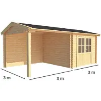 Warentuin Collection Blokhut, tuinhuisje met overkapping Fenna-Safae 600 cm bij 300 cm diep zadeldak