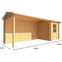 Warentuin Collection Blokhut, tuinhuisje met overkapping Fenna-Layla 600 cm bij 200 cm diep zadeldak 6