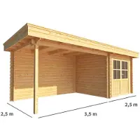 Warentuin Collection Blokhut, tuinhuisje met overkapping Lisa-Elize 600 cm bij 250 cm diep plat dak 2