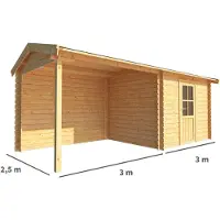 Warentuin Collection Blokhut, tuinhuisje met overkapping Fenna-Niene 600 cm bij 250 cm diep zadeldak 7