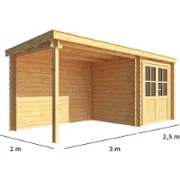 Warentuin Collection Blokhut, tuinhuisje met overkapping Els-Lynn 550 cm bij 200 cm diep lessenaarsdak 7