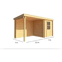 Warentuin Collection Blokhut, tuinhuisje met overkapping Els-Mila 450 cm bij 200 cm diep lessenaarsdak II