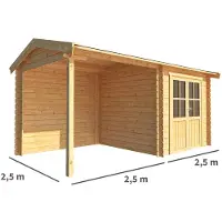 Warentuin Collection Blokhut, tuinhuisje met overkapping Fenna-Danique 500 cm bij 250 cm diep zadeldak 1