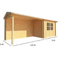 Warentuin Collection Blokhut, tuinhuisje met overkapping Fenna-Yasmine 650 cm bij 200 cm diep zadeldak 2