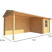 Warentuin Collection Blokhut, tuinhuisje met overkapping Fenna-Milena 600 cm bij 250 cm diep zadeldak 2
