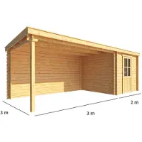 Warentuin Collection Blokhut, tuinhuisje met overkapping Els-Julie 500 cm bij 300 cm diep lessenaarsdak 1