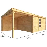 Warentuin Collection Blokhut, tuinhuisje met overkapping Els-Jaylinn 750 cm bij 350 cm diep lessenaarsdak IV