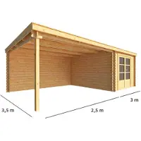 Warentuin Collection Blokhut, tuinhuisje met overkapping Els-Sam 550 cm bij 350 cm diep lessenaarsdak 7