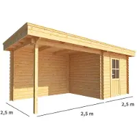 Warentuin Collection Blokhut, tuinhuisje met overkapping Lisa-Jinte 500 cm bij 250 cm diep plat dak 9
