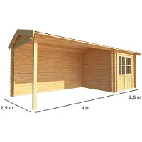 Warentuin Collection Blokhut, tuinhuisje met overkapping Fenna-Lexi 650 cm bij 250 cm diep zadeldak 2