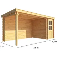 Warentuin Collection Blokhut, tuinhuisje met overkapping Els-Julia 500 cm bij 200 cm diep lessenaarsdak 7