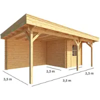 Warentuin Collection Blokhut, tuinhuisje met overkapping Lisa-Merle 600 cm bij 250 cm diep plat dak 6