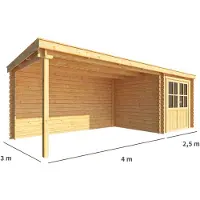 Warentuin Collection Blokhut, tuinhuisje met overkapping Els-Eline 650 cm bij 300 cm diep lessenaarsdak 5