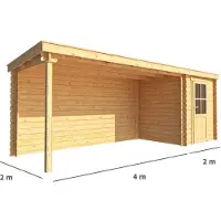 Warentuin Collection Blokhut, tuinhuisje met overkapping Els-Fenna 600 cm bij 200 cm diep lessenaarsdak 8