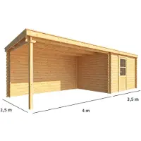 Warentuin Collection Blokhut, tuinhuisje met overkapping Els-Isabella 750 cm bij 250 cm diep lessenaarsdak 3