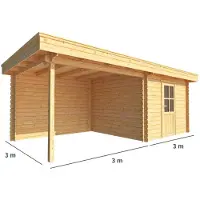 Warentuin Collection Blokhut, tuinhuisje met overkapping Lisa-Alina 600 cm bij 300 cm diep plat dak 2