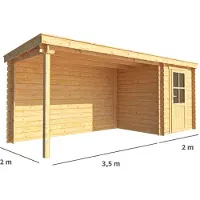 Warentuin Collection Blokhut, tuinhuisje met overkapping Els-Eva 550 cm bij 200 cm diep lessenaarsdak 9