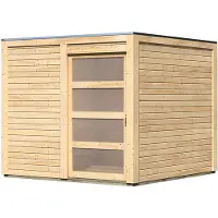 Karibu Gartenhaus, tuinhuis, berging, model Qubic 1, onbehandeld hout, afmetingen 246x246x214 cm