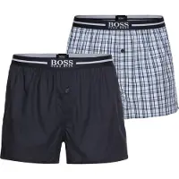 BOSS Boxers wijd 2-pack effen-ruit blauw