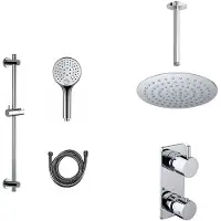 Mueller Ufo chroom thermostatische regendouche 30cm met plafondarm en handdouche op glijstang