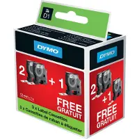 Dymo D1 2+1 bundel Zwart-Wit (12 mm x 7 m) (2+1 Gratis)